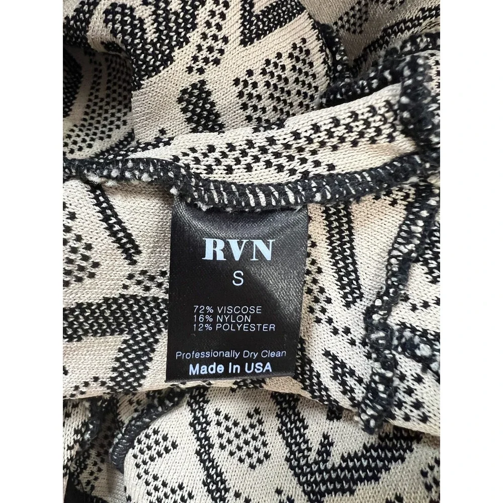 RVN Black Intricate Jacquard Knit Cap Sleeve Fit and Flare Mini Dress Size Small